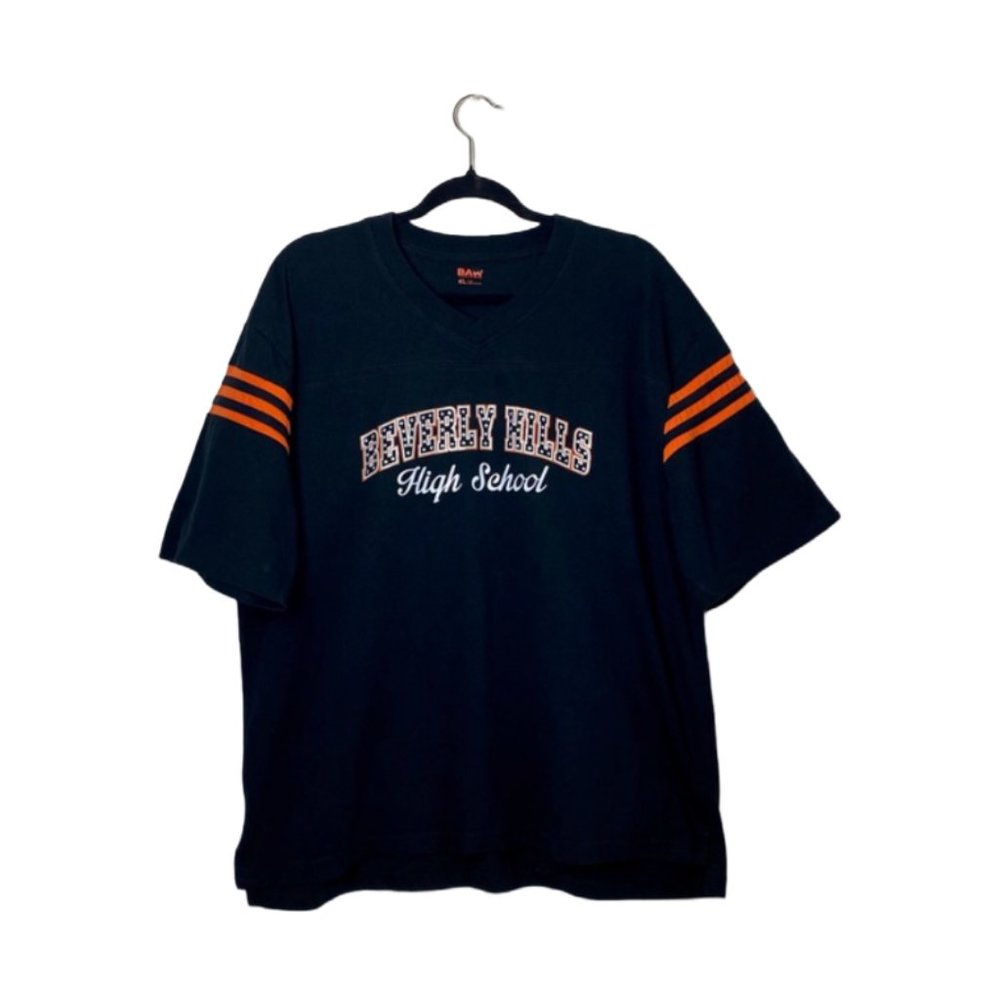 Beverly Hills High School Bejeweled Jersey Style 100% Cotton V-neck T-Shirt